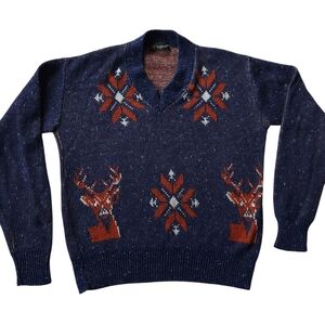 Vintage AJ August Knit Deer Snowflake Sweater